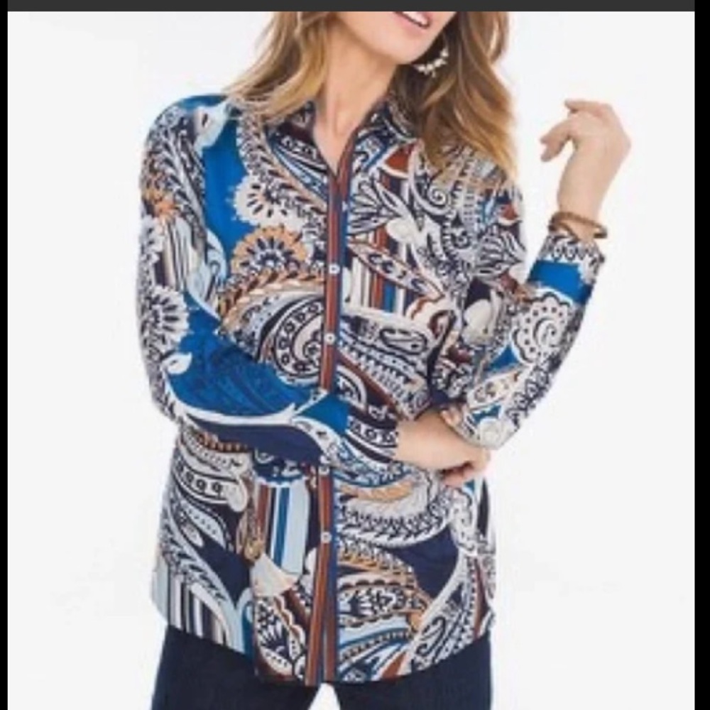 Chico's Multicolor Paisley Button Down Shirt